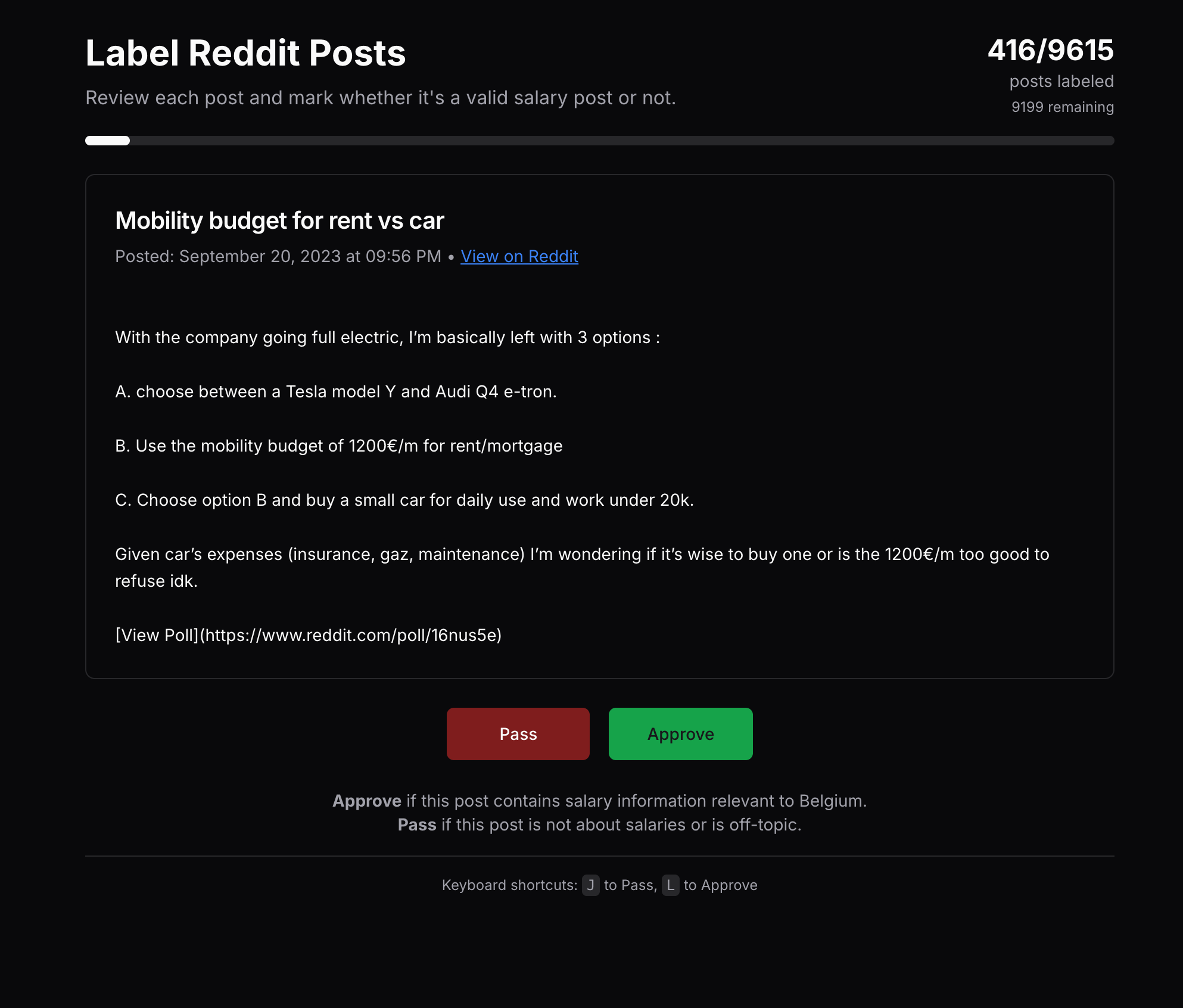 Labeling tool interface